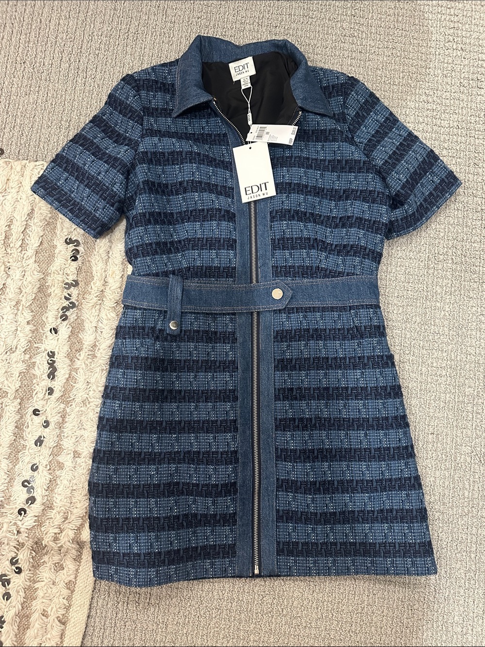 Jason Wu Edit M Blue Striped Knit Dress